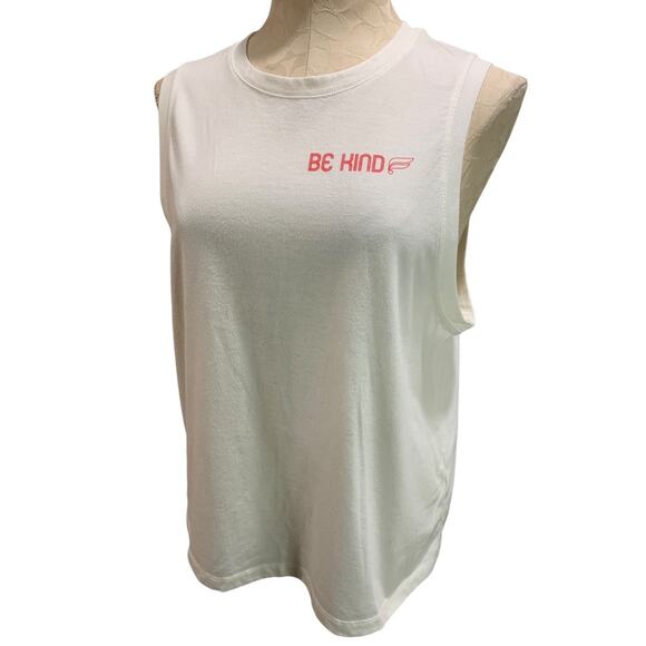 Small Fabletics Womens White Tank Top Shirt "Be Kind" - Picture 1 of 7